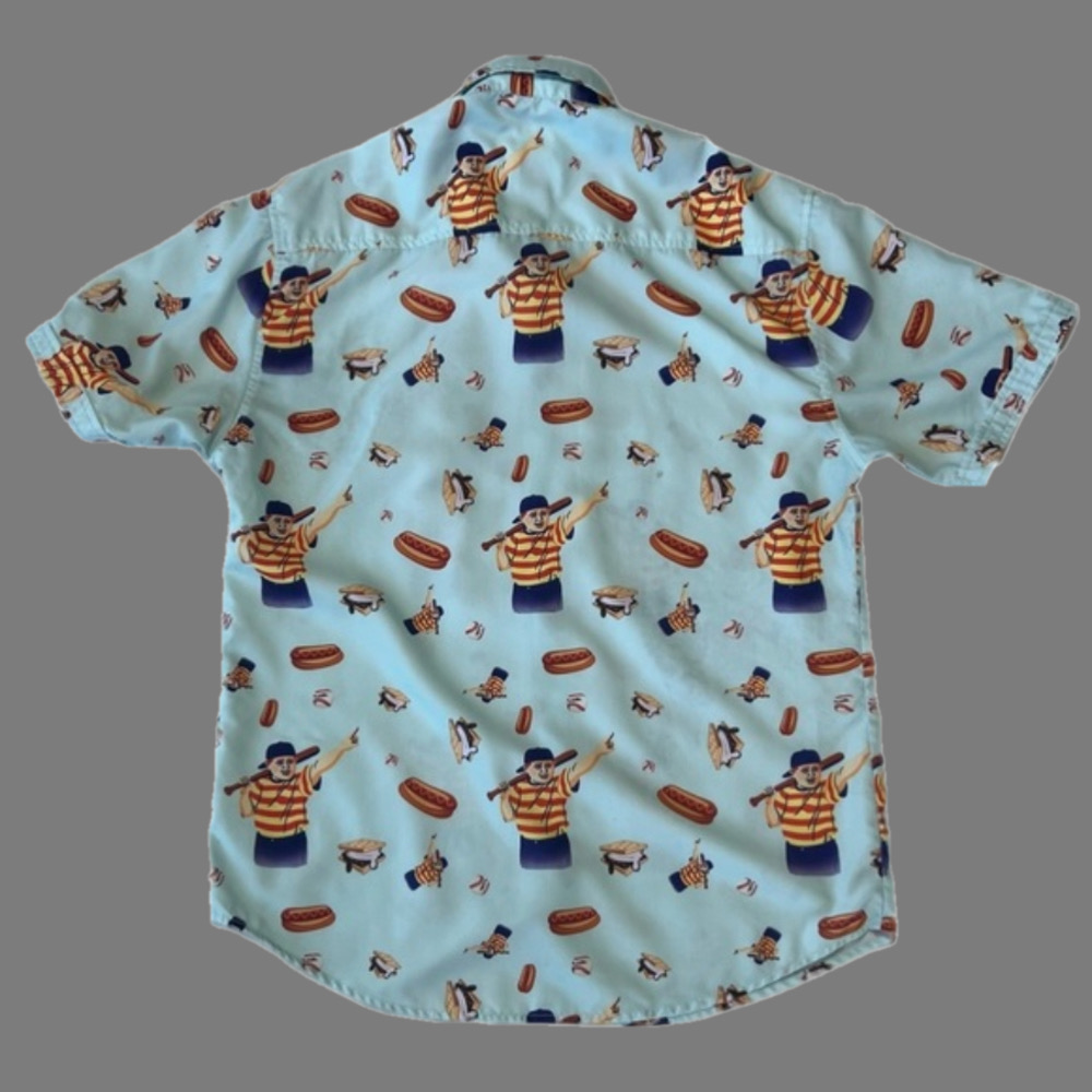 Sandlot Roosevelt Classic Button Down Baseball Theme Shirt - Picture 2 of 9
